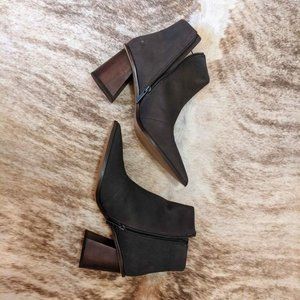 Trendy Chunky Heel 1.STATE Brown Leather Booties